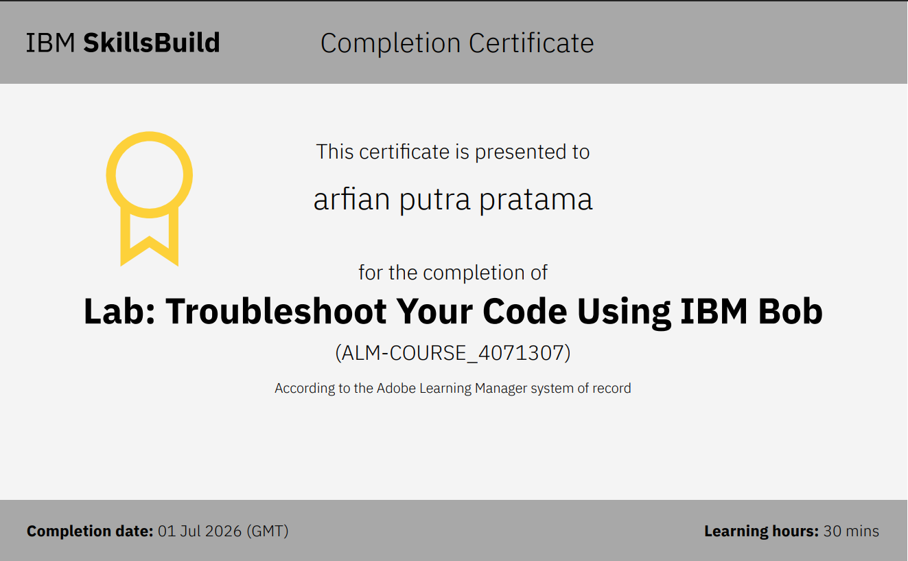 Lab: Troubleshoot Your Code Using IBM Bob